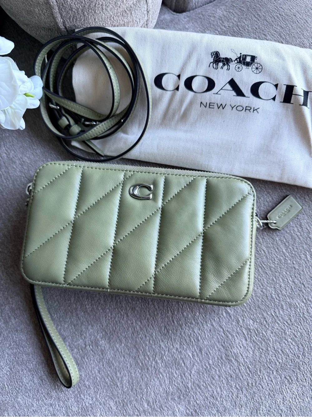 Coach Retail Quilted Double Zip Crossbody Wristlet Clutch